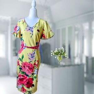 NWOT New York & Company Floral Yellow Dress Size XS